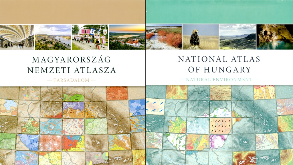 Magyarország nemzeti atlasza (2018) és National Atlas of Hungary (2021) borítói